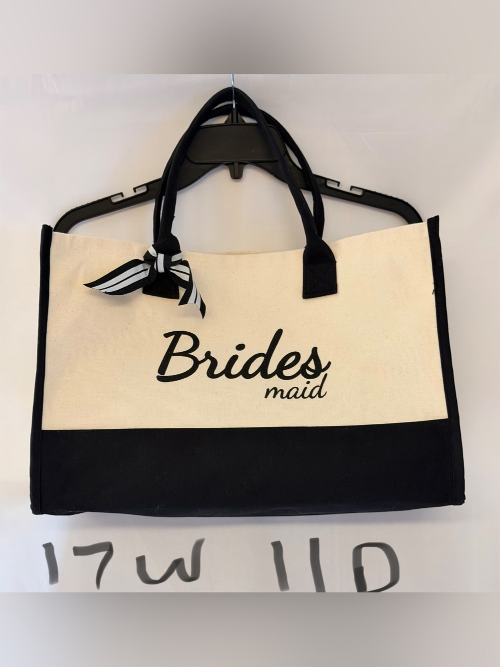 Bridesmaid Canvas Tote Bag — Cream and Black